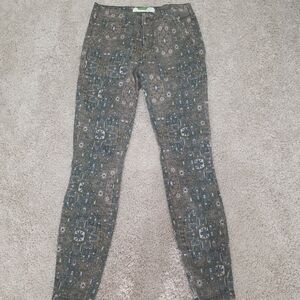 Anthropolgie Patterned Skinny Jeans Ladies Size 25/0 Green
